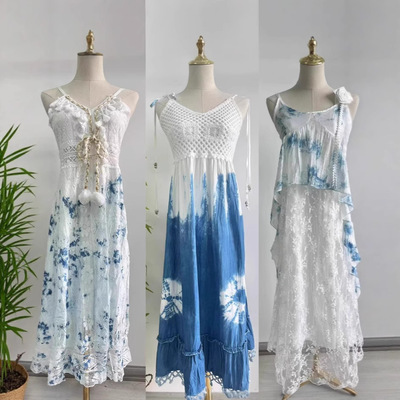 云南大理扎染吊带裙长裙