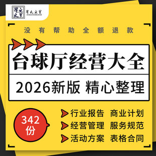 台球厅俱乐部商业计划运营方案管理制度工作服务流程开业活动方案