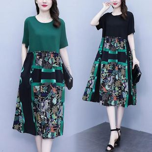 新款 宽松遮肉显瘦气质中长款 裙子时尚 女装 胖MM连衣裙 大码 2025夏装