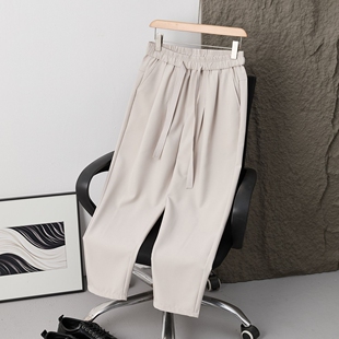 松紧腰纯色哈伦裤 宽松休闲裤 百搭男士 潮流薄款 男春夏九分小脚裤