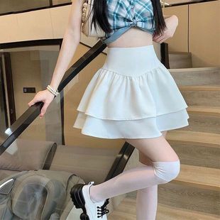 晨领后腰松紧品质蛋糕裙甜妹新款 a字半身裙 高腰显瘦短款