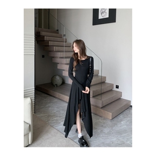 秋冬季 赫本风高级感黑色连衣裙子女装 小个子气质长裙 法式 2025新款
