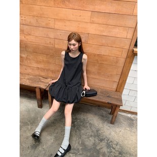 设计感小众花苞蓬蓬裙 2025新款 小个子白色无袖 背心连衣裙子女夏季