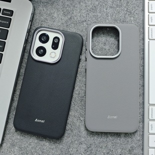 适用oppofindx9机壳findx9pro金属镜框真素皮大孔皮纹FINDX7高级素皮纹轻奢防摔男女保护壳