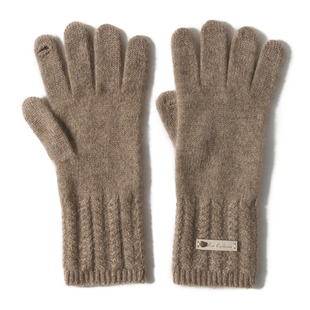 100%纯山羊绒针织触屏手套冬季露指可玩手机分指手套冬天骑车防寒