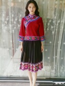 新款 云南打歌服跳脚衣服裙子 楚雄牟定彝族刺绣马缨花少数民族服装