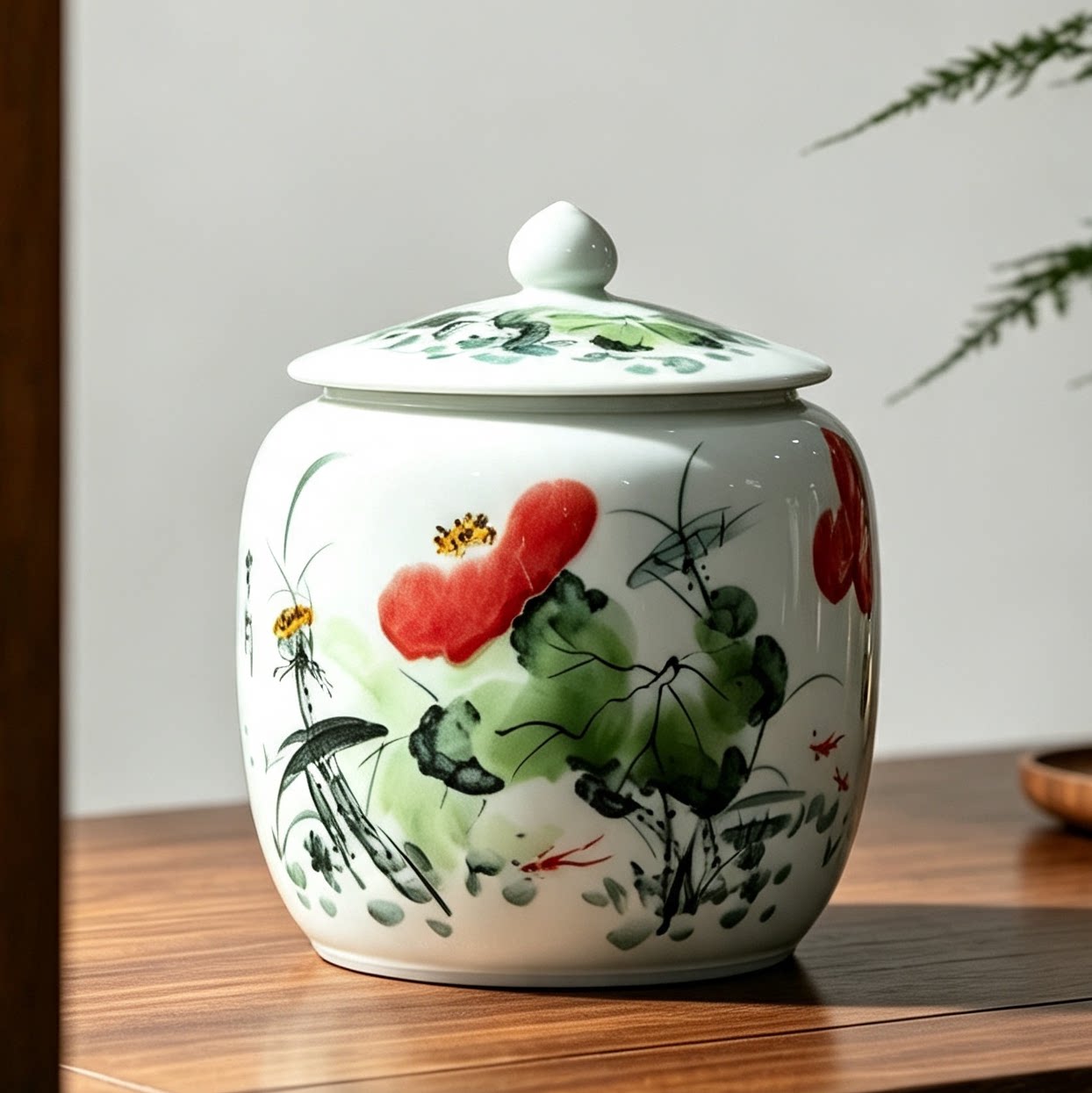 景德镇陶瓷密封茶叶罐普洱茶饼
