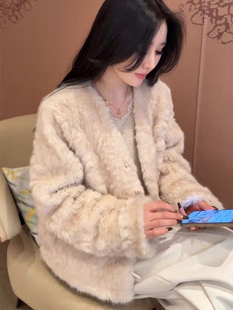 上衣廓形慵懒风水貂大衣 环保毛皮草外套女开衫 2026冬季 新款