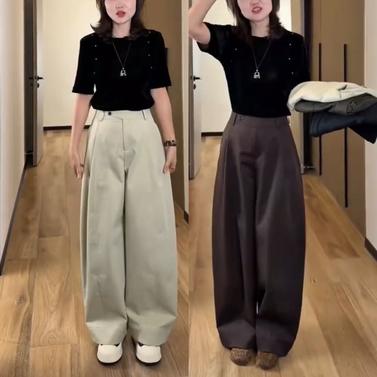 秋季新款高腰抗皱免烫杨桃裤女