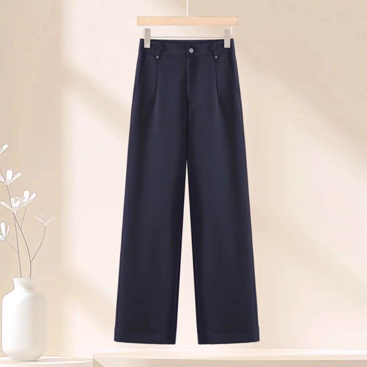 直筒裤女2025秋季新款高腰大码垂感宽松百搭中年妈妈九分休闲裤子