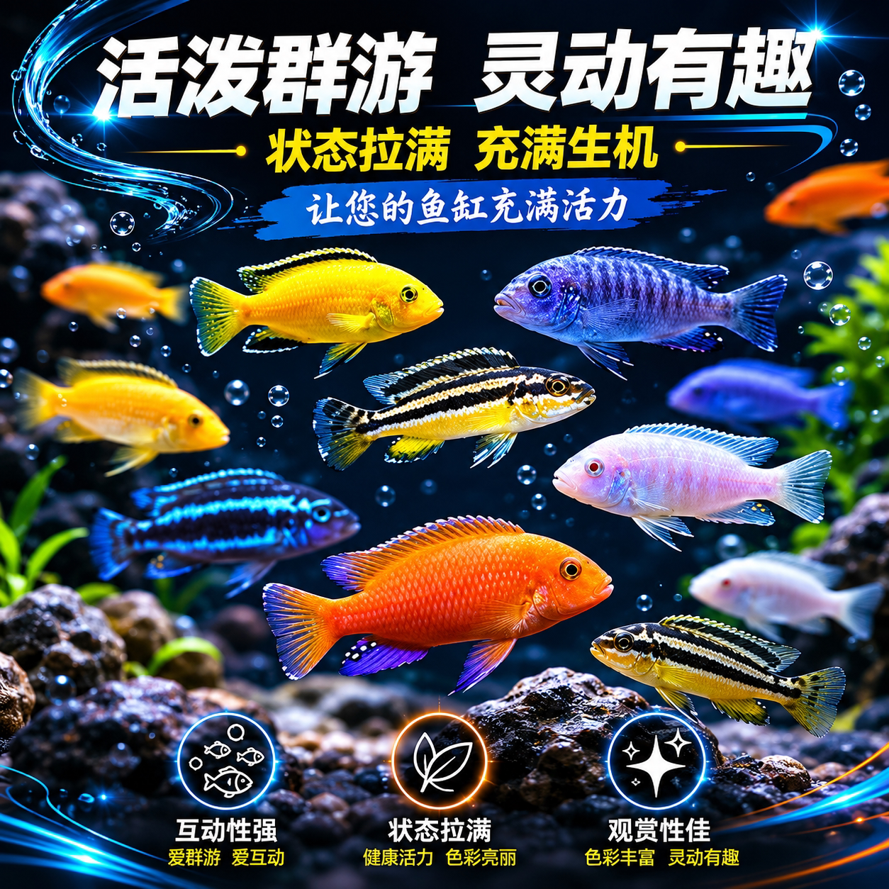 三湖慈鲷鱼雕科鱼热带好养观赏鱼