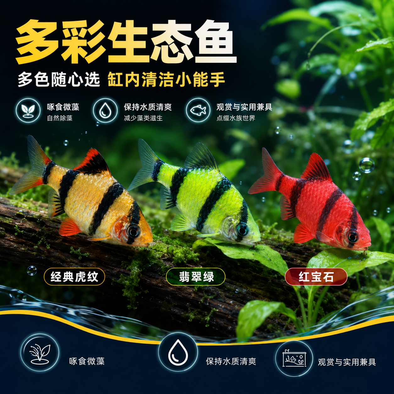 四间虎皮鱼群游好养不褪色活体