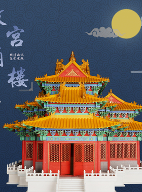 故宫角楼中国古建筑木制拼装模型斗拱榫卯积木玩具手工DIY材料