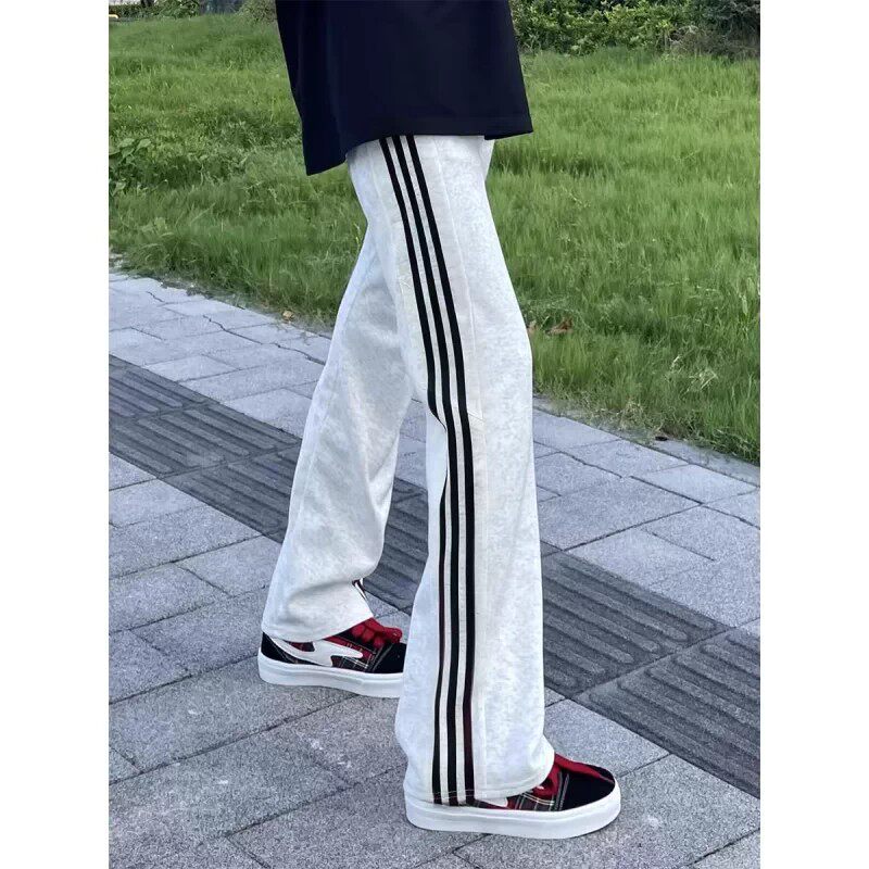 美式条纹运动卫裤男款秋春季三条杠裤子cleanfit显腿长直筒休闲裤