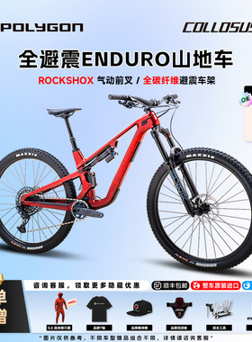 POLYGON COLLOSUST8全碳纤维进口AM轻量化29寸气压前叉山地自行车