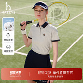 T恤时尚 Hazzys哈吉斯polo衫 女春夏通勤休闲短袖 运动撞色翻领上衣