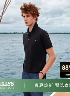 【春夏甄选】Hazzys哈吉斯男士凉感polo上衣商务休闲通勤短袖t恤