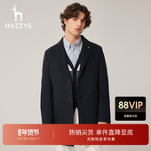 纯色通勤保暖男士 Hazzys哈吉斯冬季 羊毛针织大衣简约休闲时尚 外套