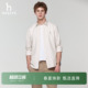 衬衫 纯棉条纹长袖 Hazzys哈吉斯男士 休闲衬衣外套上衣 早春系列