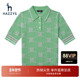 经典 Hazzys哈吉斯Polo领短袖 针织衫 老花纹女士春夏休闲上衣