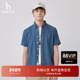 Hazzys哈吉斯男士 通勤休闲简约衬衣潮流英伦风上衣 夏季 短袖 衬衫
