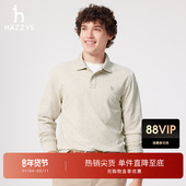 Hazzys哈吉斯春夏男Polo衫 纯色长袖 T恤休闲通勤简约上衣潮