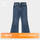 休闲长裤 潮流时尚 子 女士秋季 Hazzys哈吉斯通勤蓝色简约微喇牛仔裤