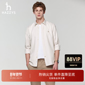 早春系列 Hazzys哈吉斯男士 纯棉条纹长袖 衬衫 休闲衬衣外套上衣