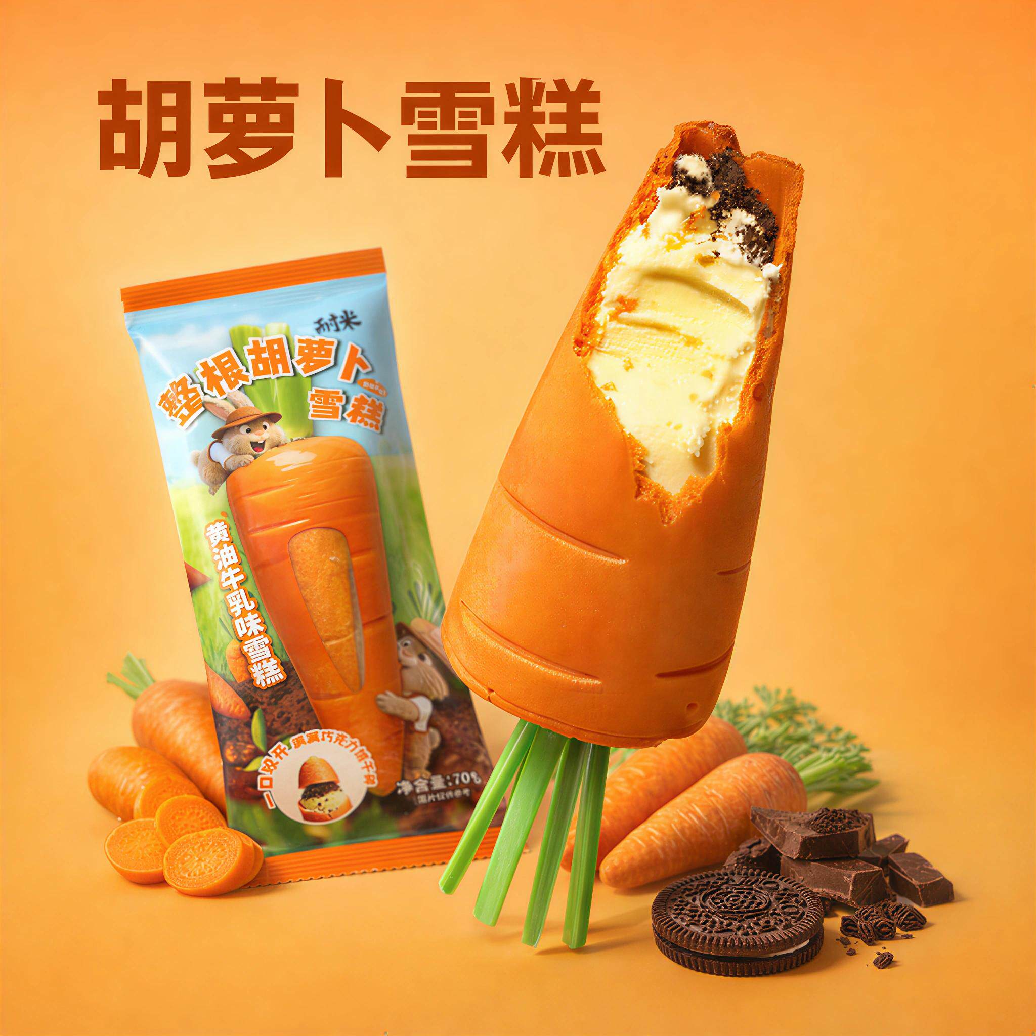耐米26年新品整根胡萝卜雪糕黄油牛乳味冰淇淋冰糕冷饮批发冰激凌