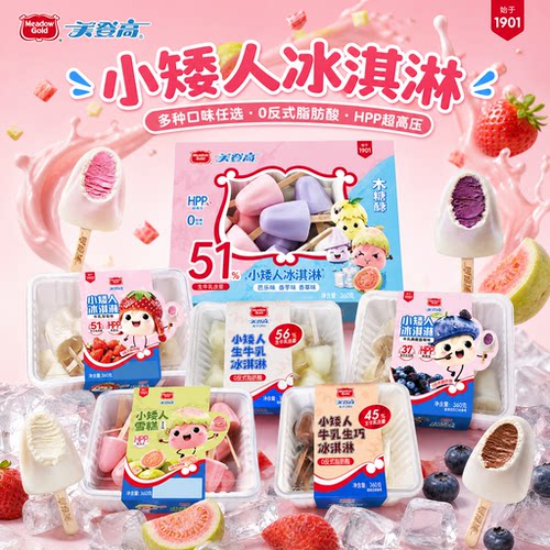 【美登高】小矮人冰淇淋可爱多种口味生牛乳冰淇淋360g/盒小冰棍
