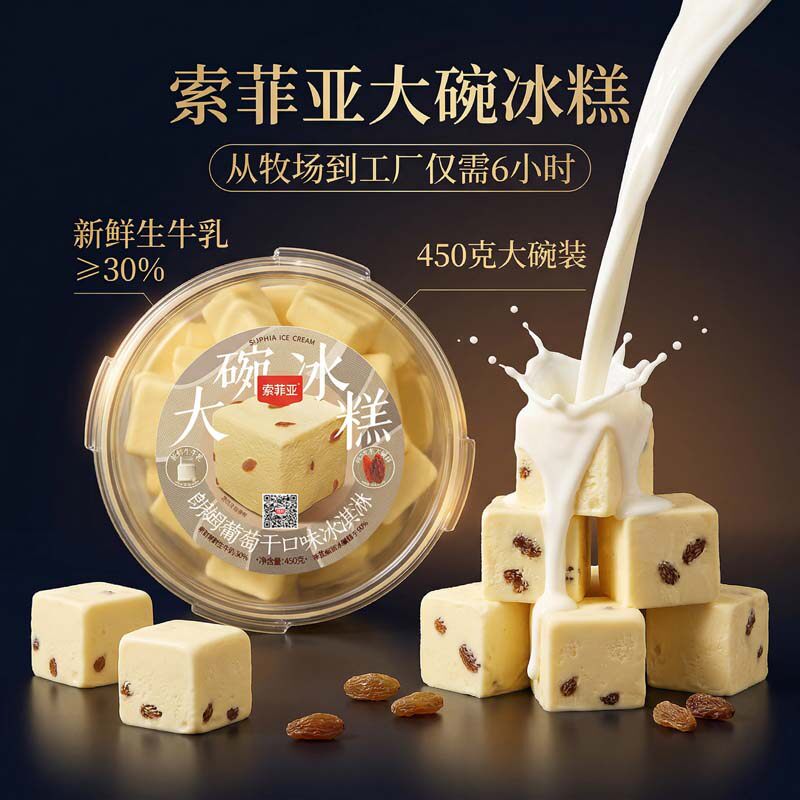 【热卖】百家得索菲亚朗姆葡萄冰糕牛奶冰淇淋威化网红抖音雪糕