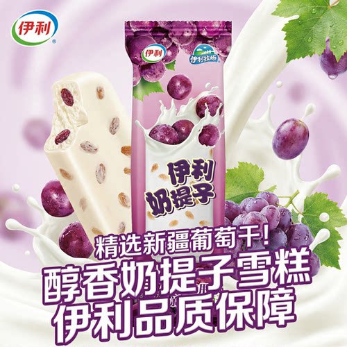 【5支】伊利奶提子冰淇淋雪糕 65g葡萄干牛奶味口味怀旧棒冰冷饮