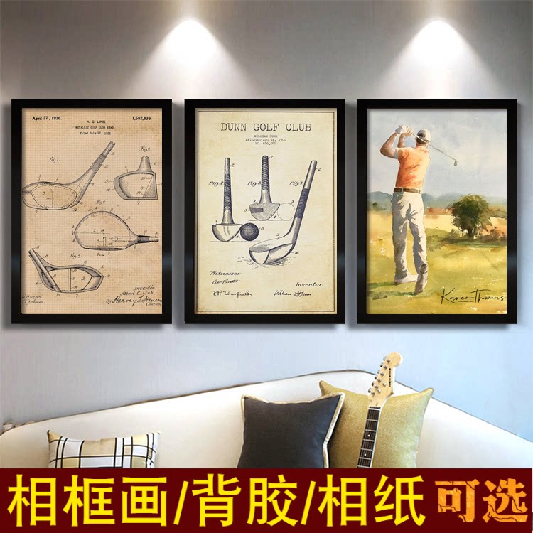 golf高尔夫球海报工业风装饰画有框挂图墙壁黑板美式复古怀旧运动