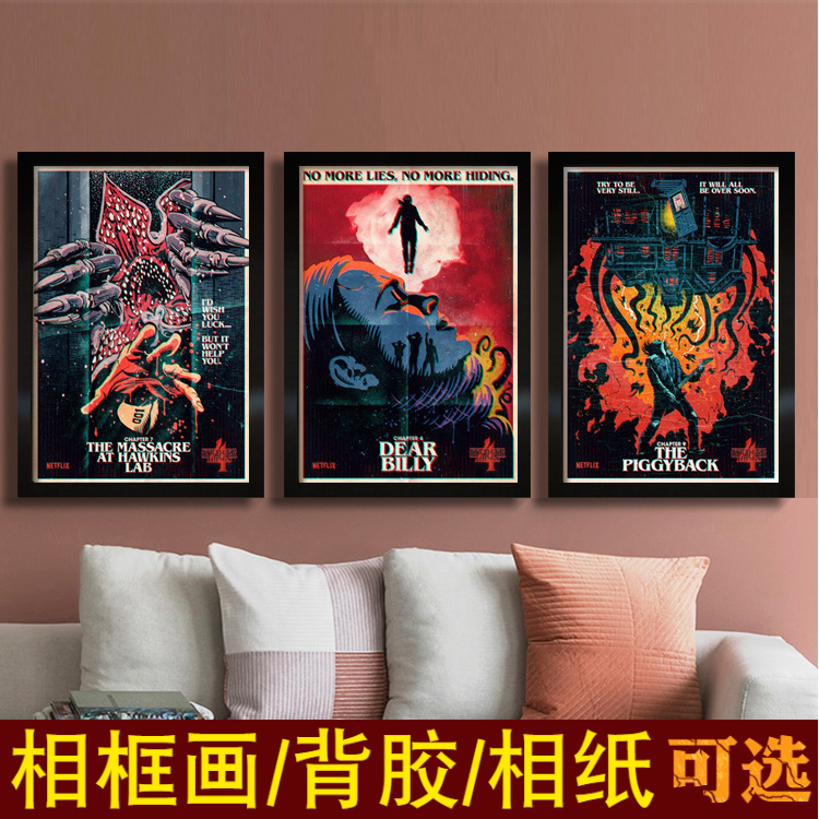 怪奇物语海报美剧惊悚电影相框装饰挂画墙贴图Stranger Things-封面