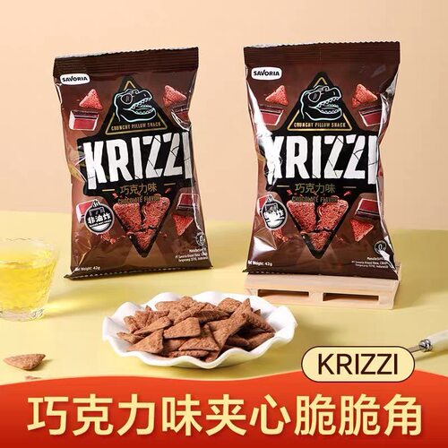 临期特价 KRIZZI巧克力味夹心脆脆角三角脆脆42g非油炸办公室零食