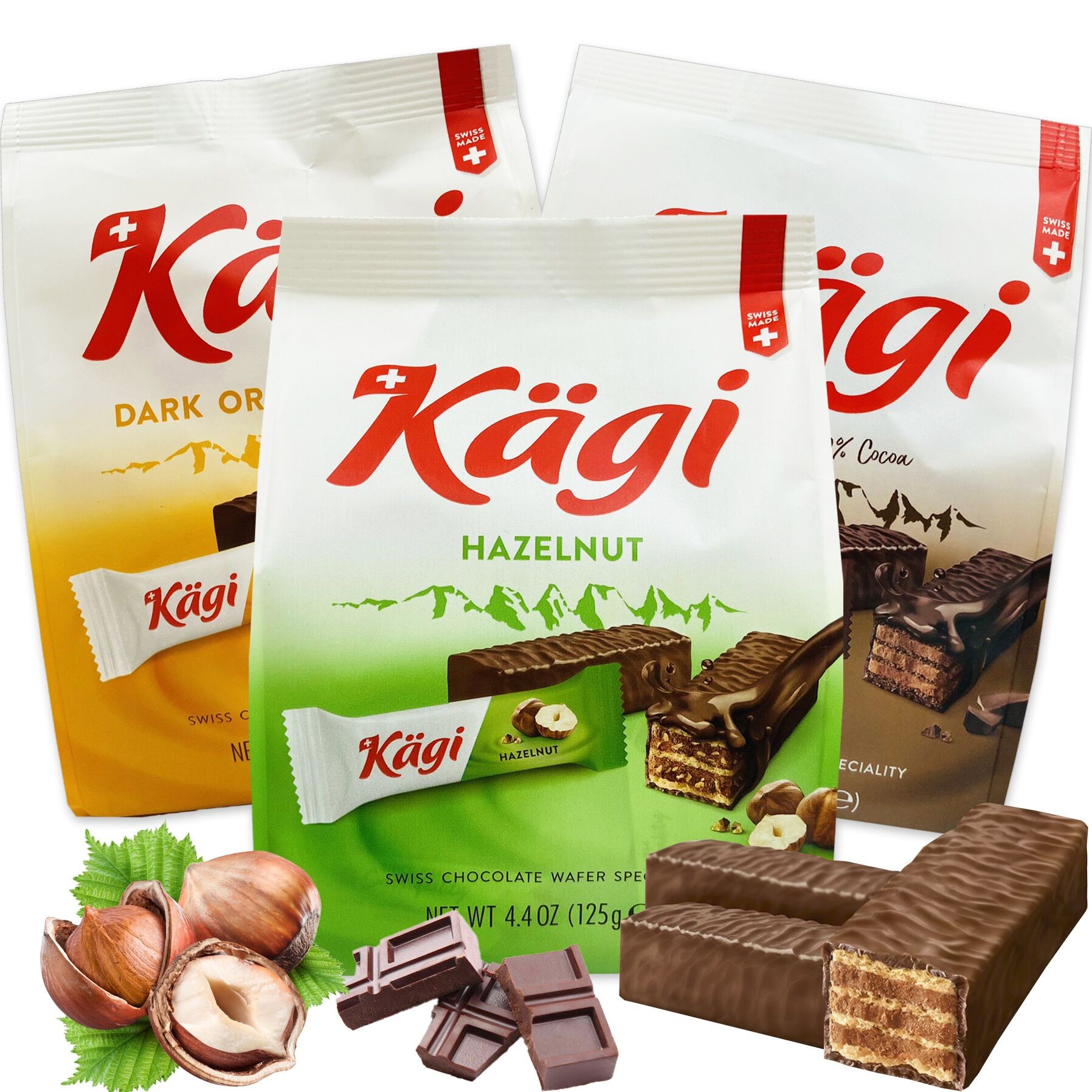 临期特价 瑞士卡奇迷你牛奶/榛子巧克力威化饼干125g夹心涂层饼干