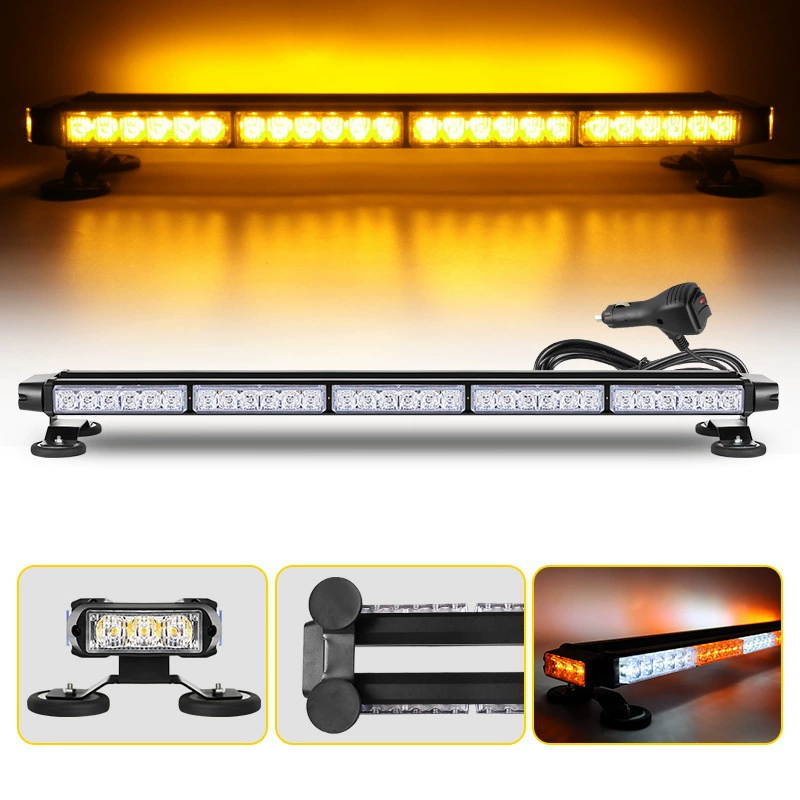 LED车顶灯条黄红白蓝汽车改装磁吸式超亮警示灯长排爆闪信号定制