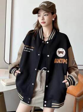 黑色棒球服外套秋季新款