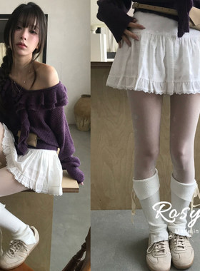 Rose欧尼甜美蕾丝高腰A字短裙