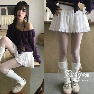 Rose欧尼 韩国代购甜美风蕾丝半身裙女短裙A字裙高腰显瘦百搭裙子