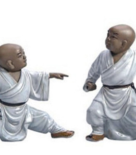 厅中式人物摆件白釉少林小子