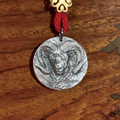 原创属羊纯银实心吊坠项链礼物免费刻字本命年生肖复古足银情侣