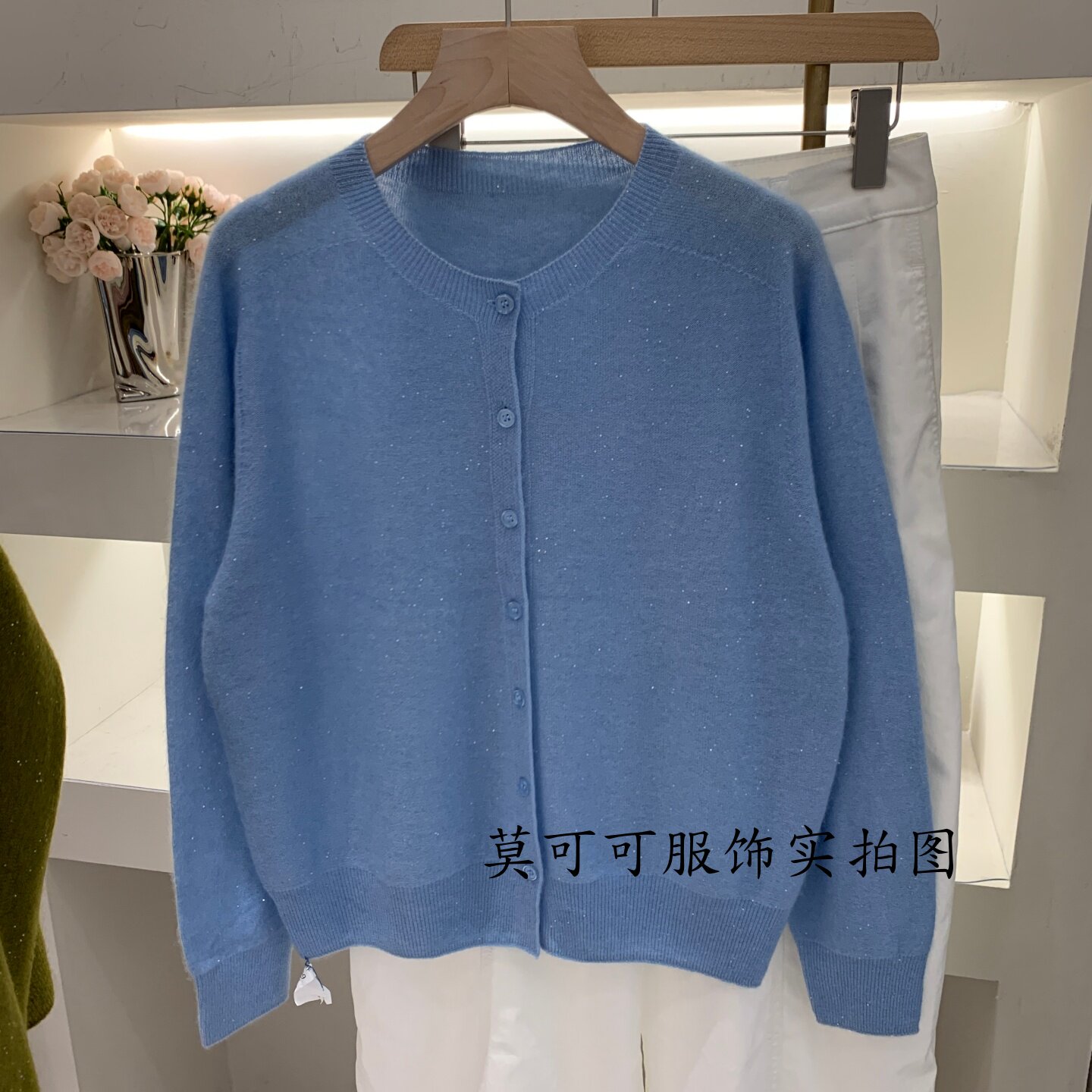 韩系圆领单排扣针织开衫女百搭