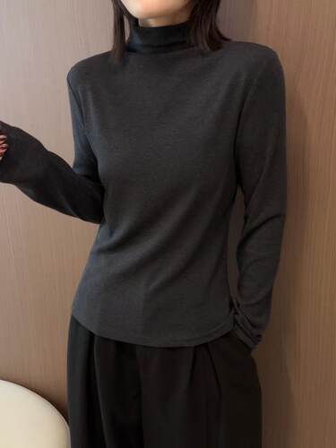 半高领后背一根筋针织衫衫女秋冬新款软糯打底衫T恤M6219