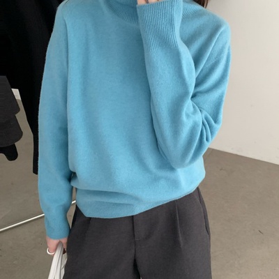 韩系秋冬新款全羊毛高领针织衫