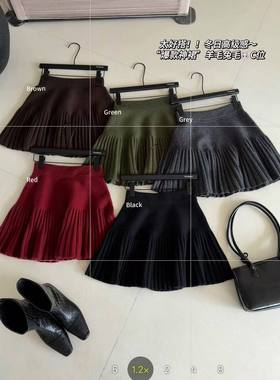 韩系新款高腰百褶针织短裙女软糯洋气百搭显瘦A字半身裙73031