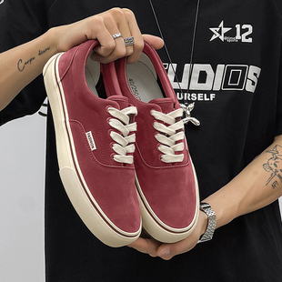 2025新款男鞋低帮日系简约翻毛皮板鞋百搭休闲鞋时尚潮流男款鞋子