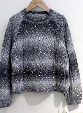 童装儿童秋冬圆领灰色渐变毛衣男女孩时尚针织上衣110-170可亲子