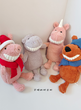 微笑大牙小猪公仔呲牙丑萌玩偶睡觉抱床上布娃娃恐龙毛绒玩具女孩