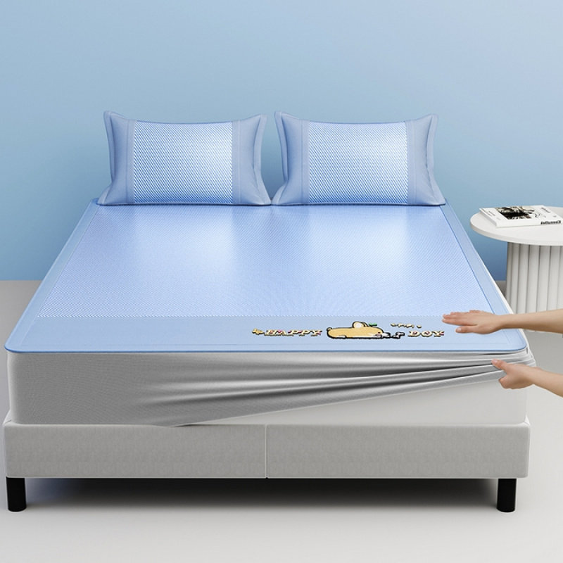 新款斜纹凉感冰丝席两件套夏季凉席三件套冰凉空调席子可机洗,床上用品,冰丝席,淘宝优惠券,粉丝福利购,淘宝优惠卷